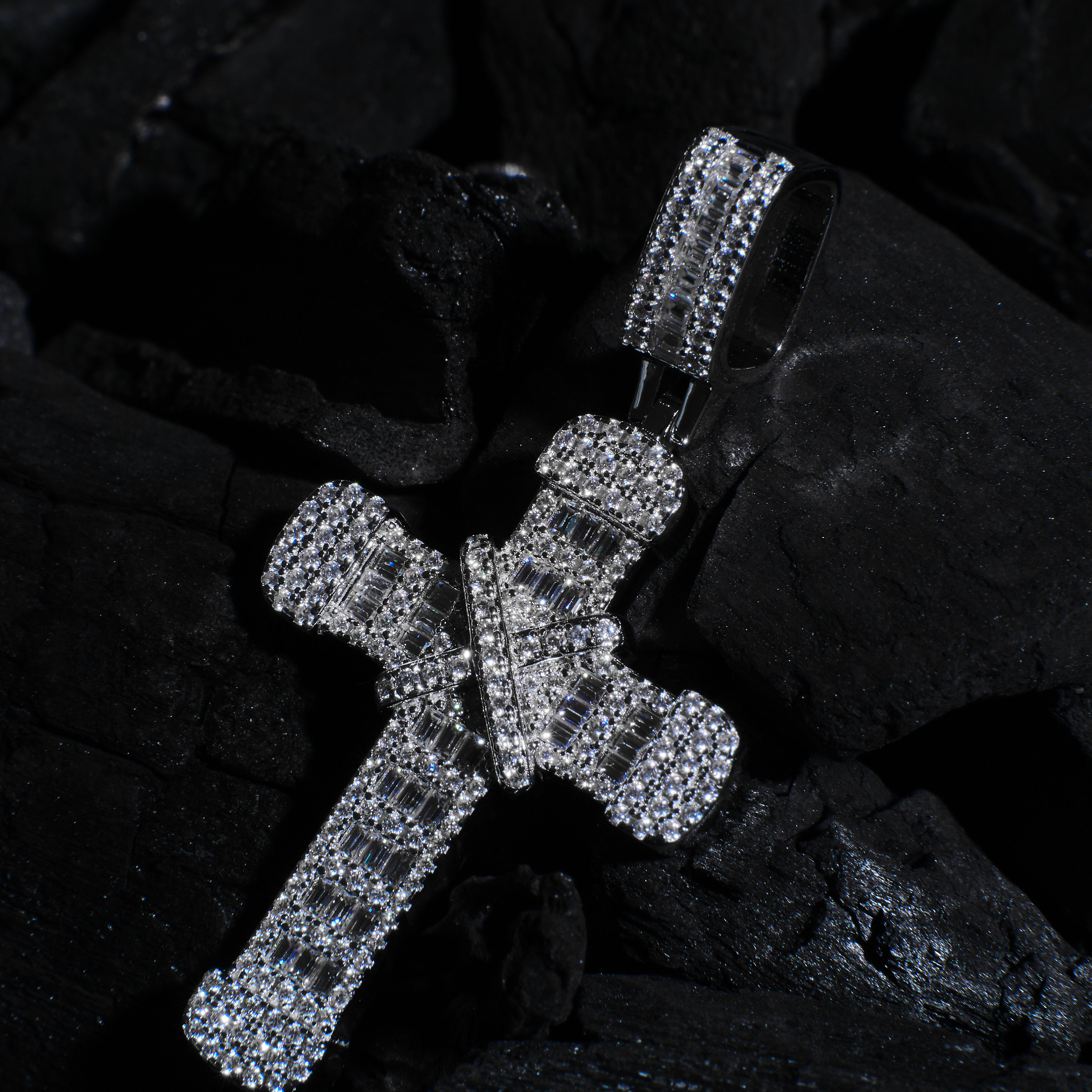 Iced Baguette Cross Pendant