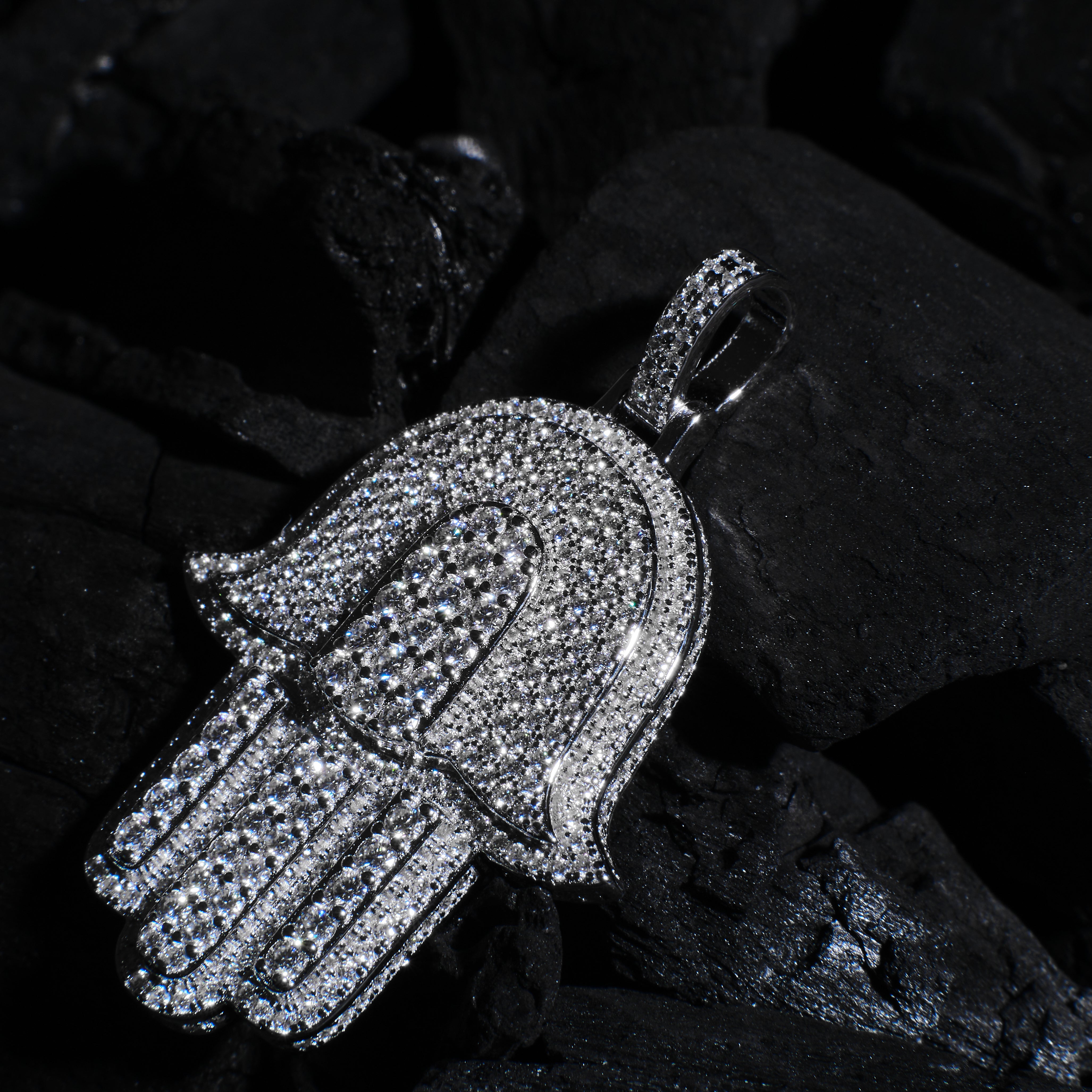 Iced Small Hamsa Pendant