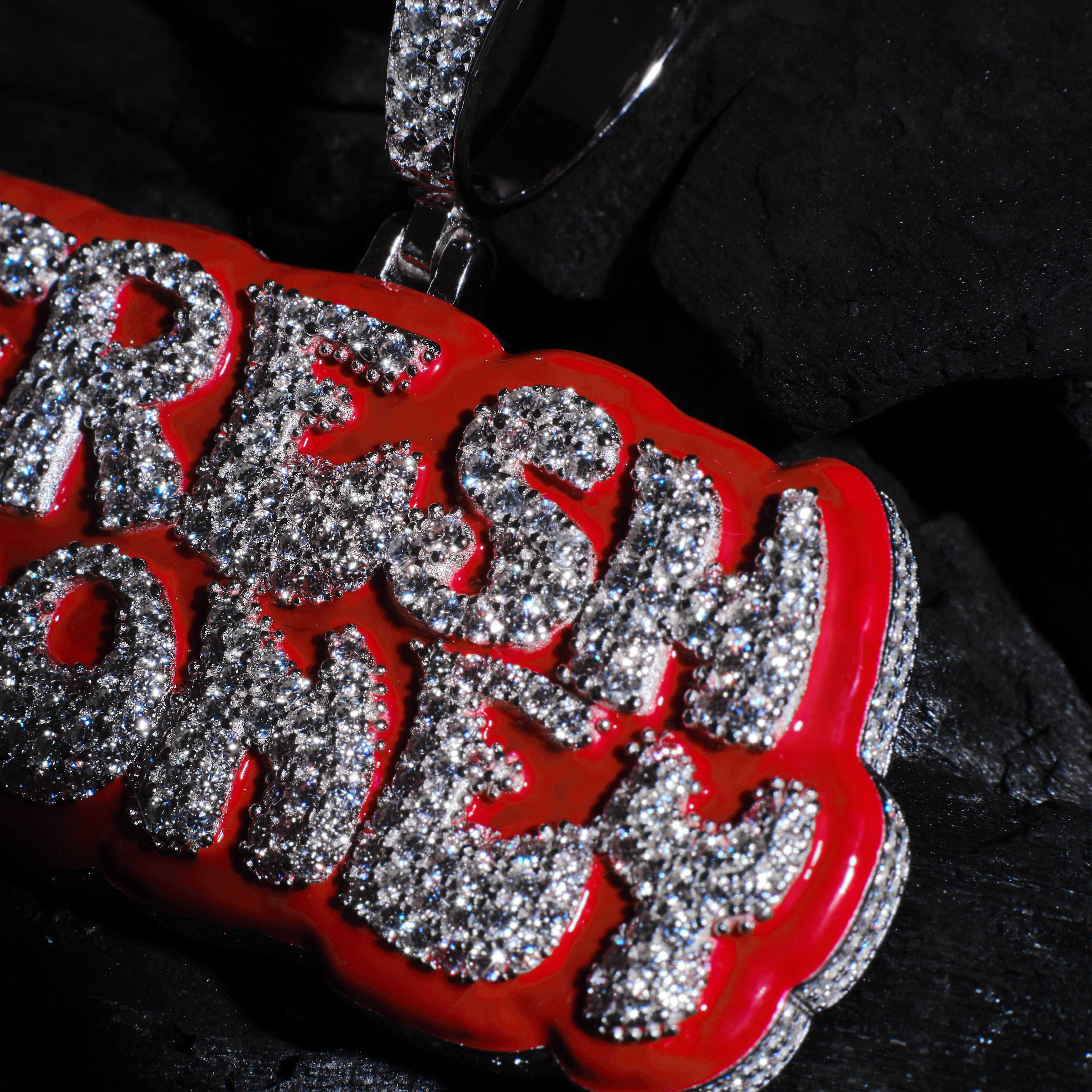 Iced Fresh Money In Red Enamel Pendant