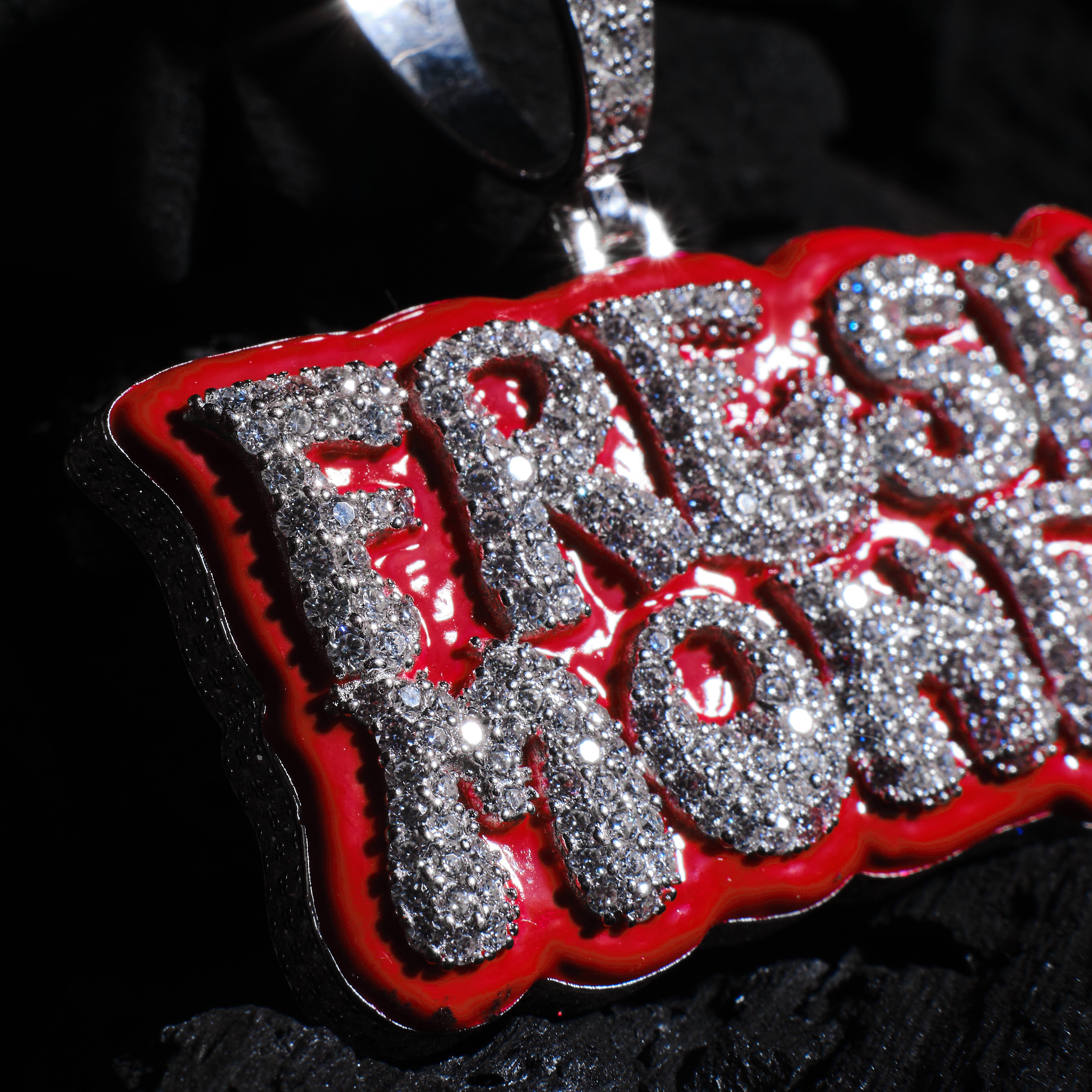 Iced Fresh Money In Red Enamel Pendant