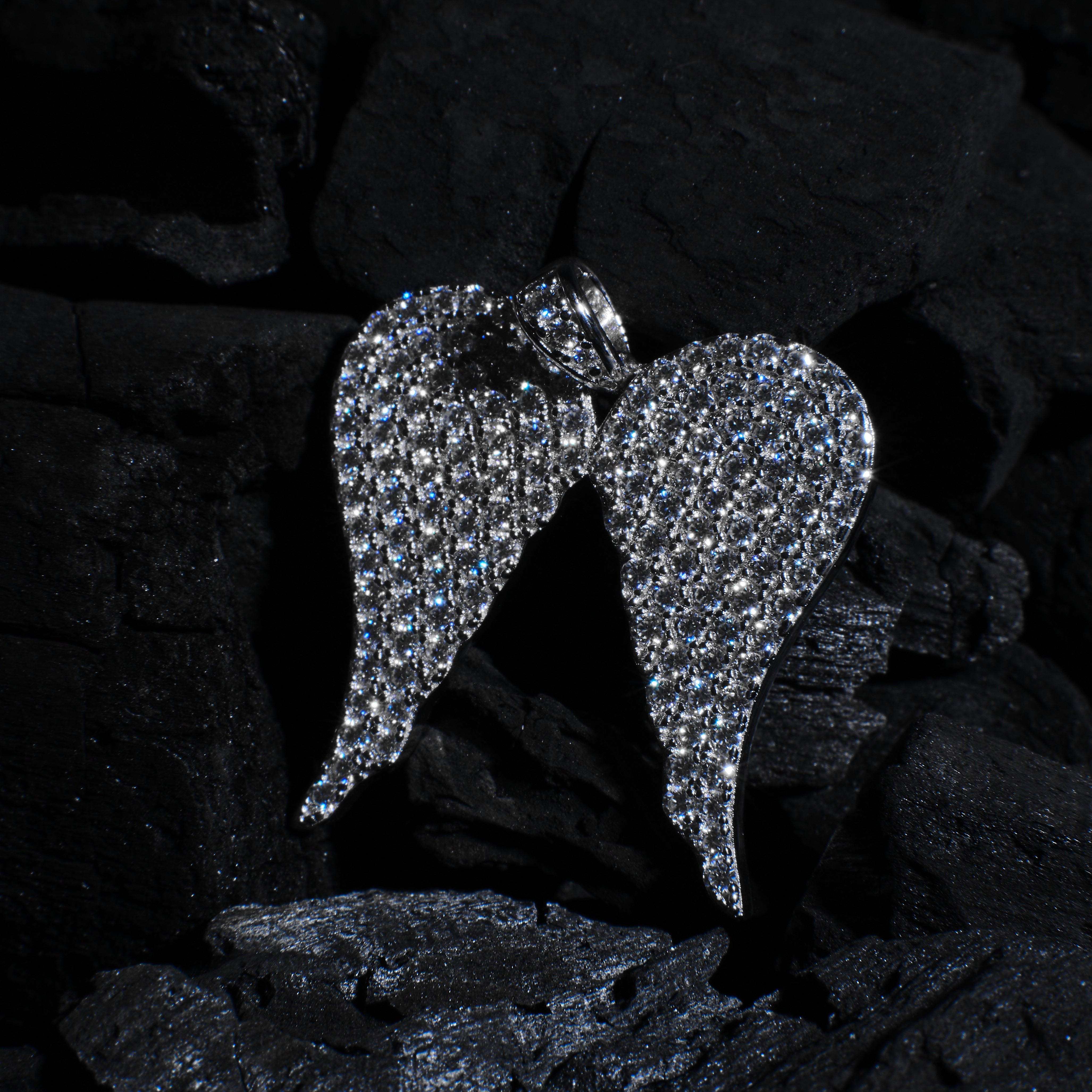 Iced Angel Wings Pendant