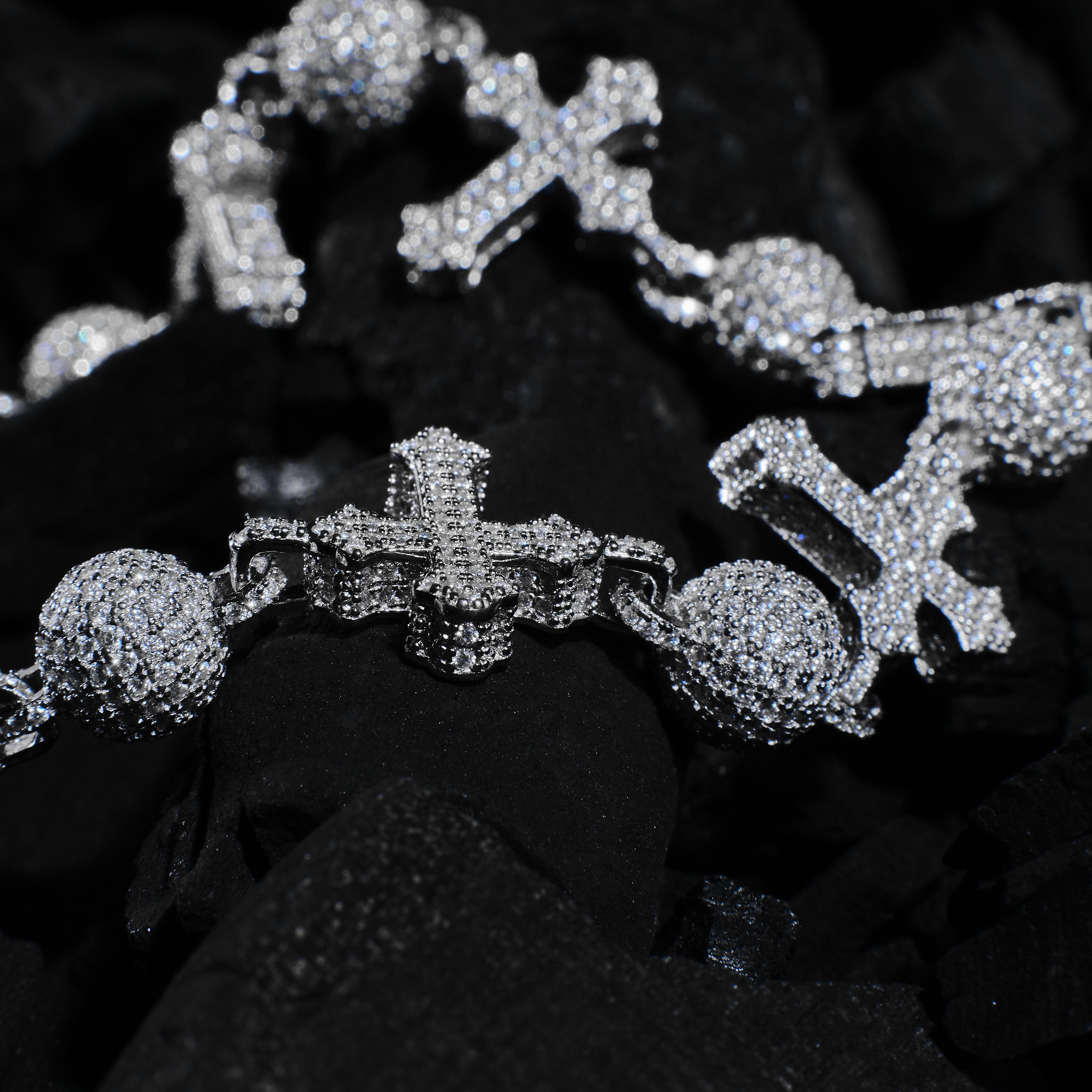 Iced Out Cross Beads Link Chain