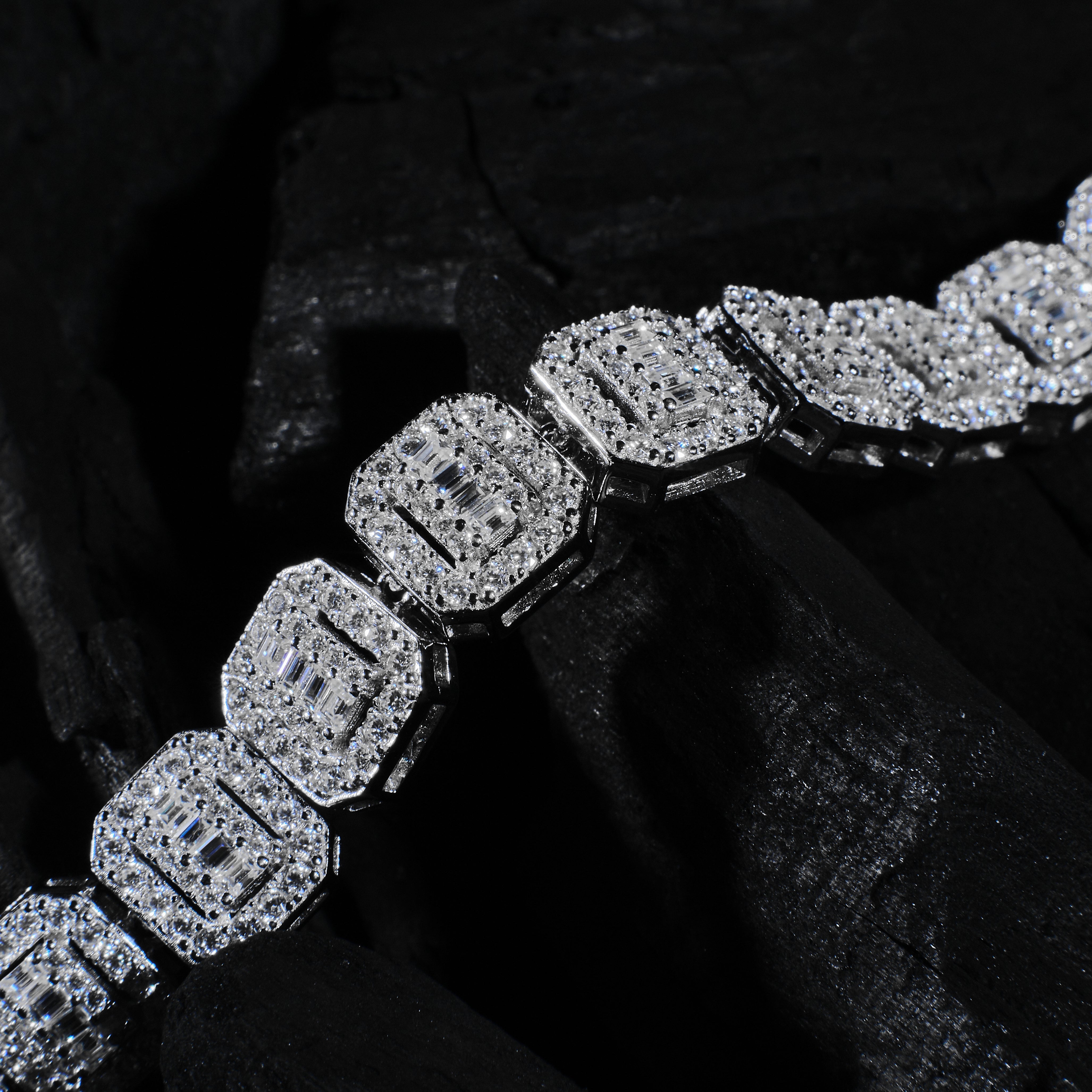 10MM Iced Upended Square Link Bracelet