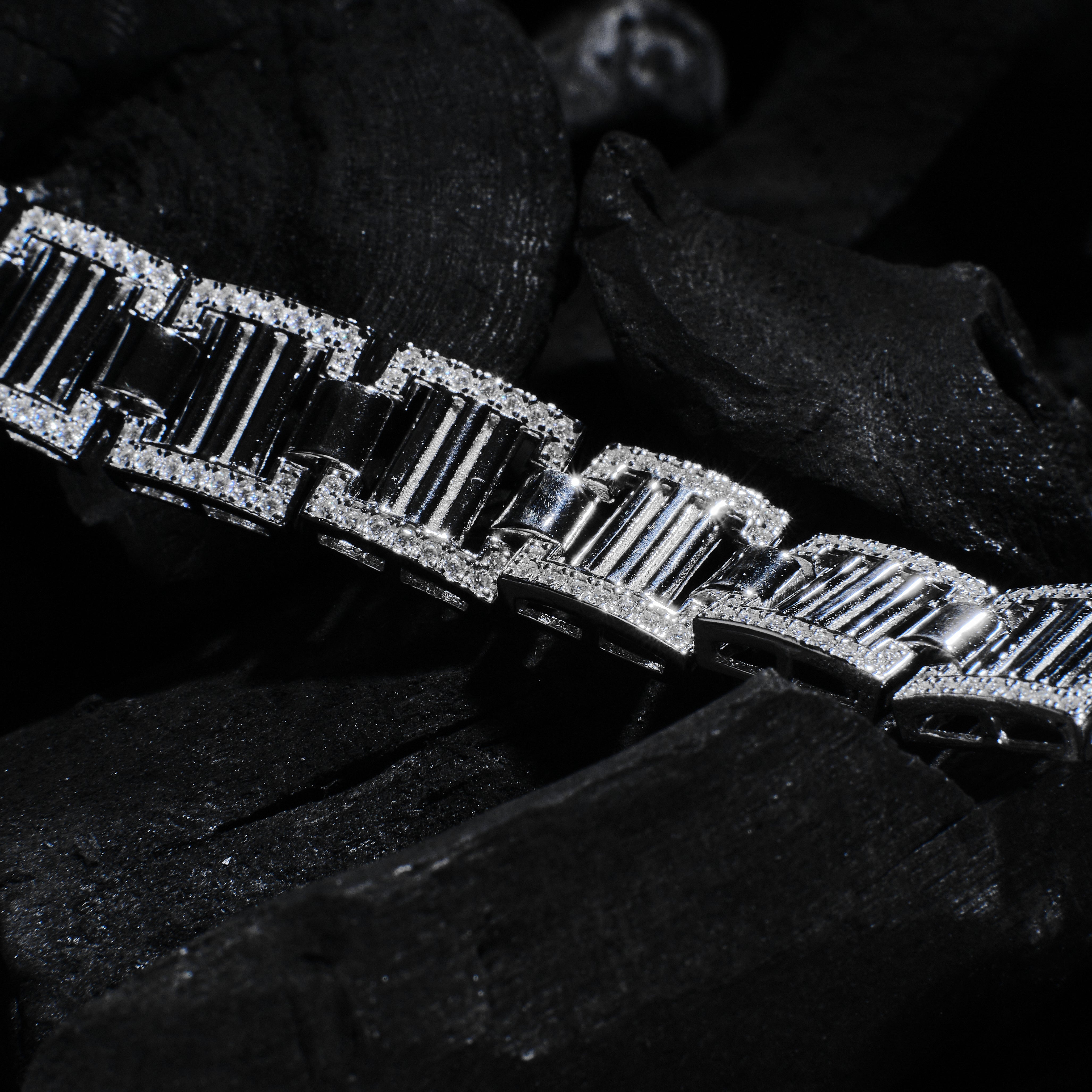 12MM Iced Rolling Waves Square Link Bracelet