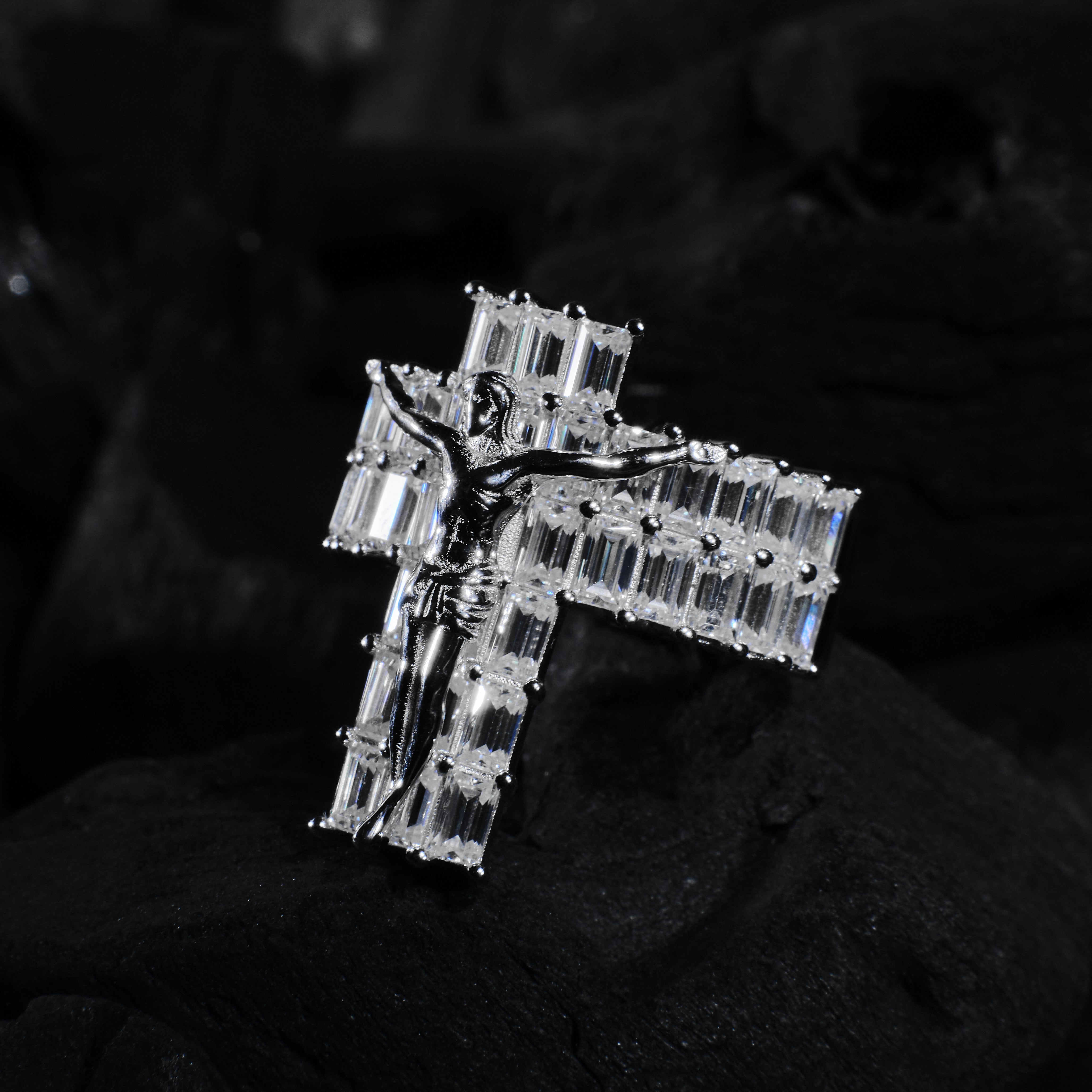 Jesus Cross Baguette Ring