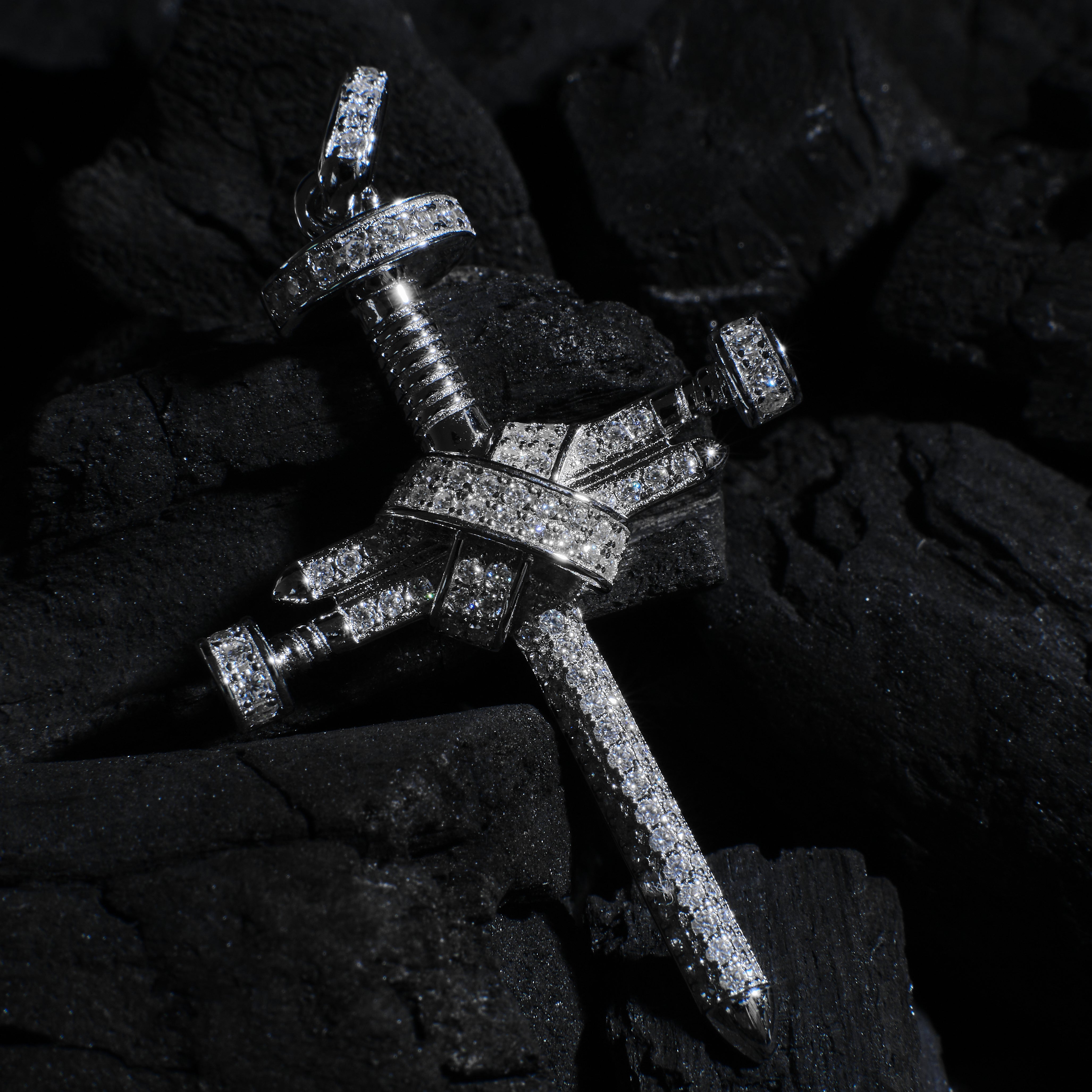 Iced Nail Cross Pendant