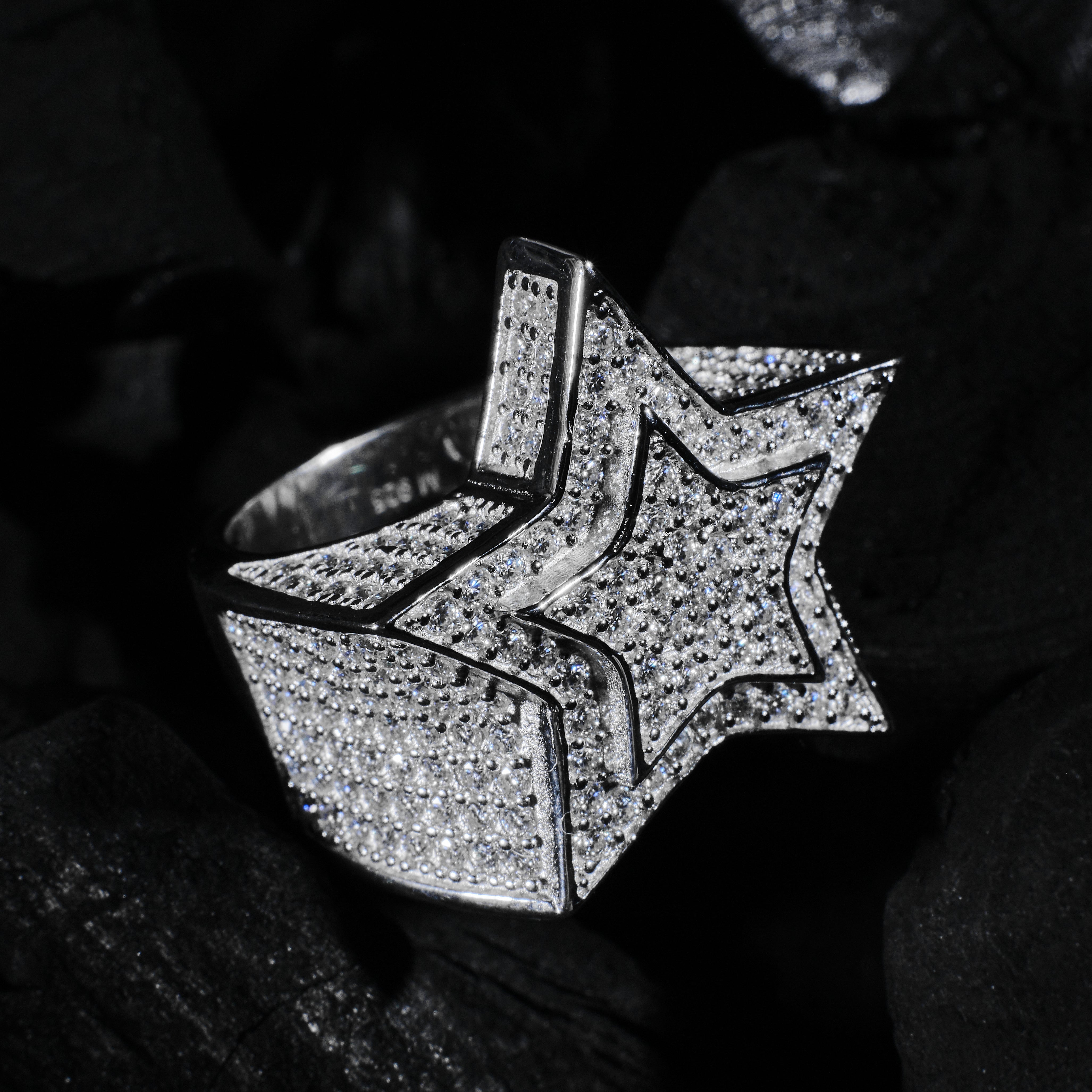 Iced Double Star Ring