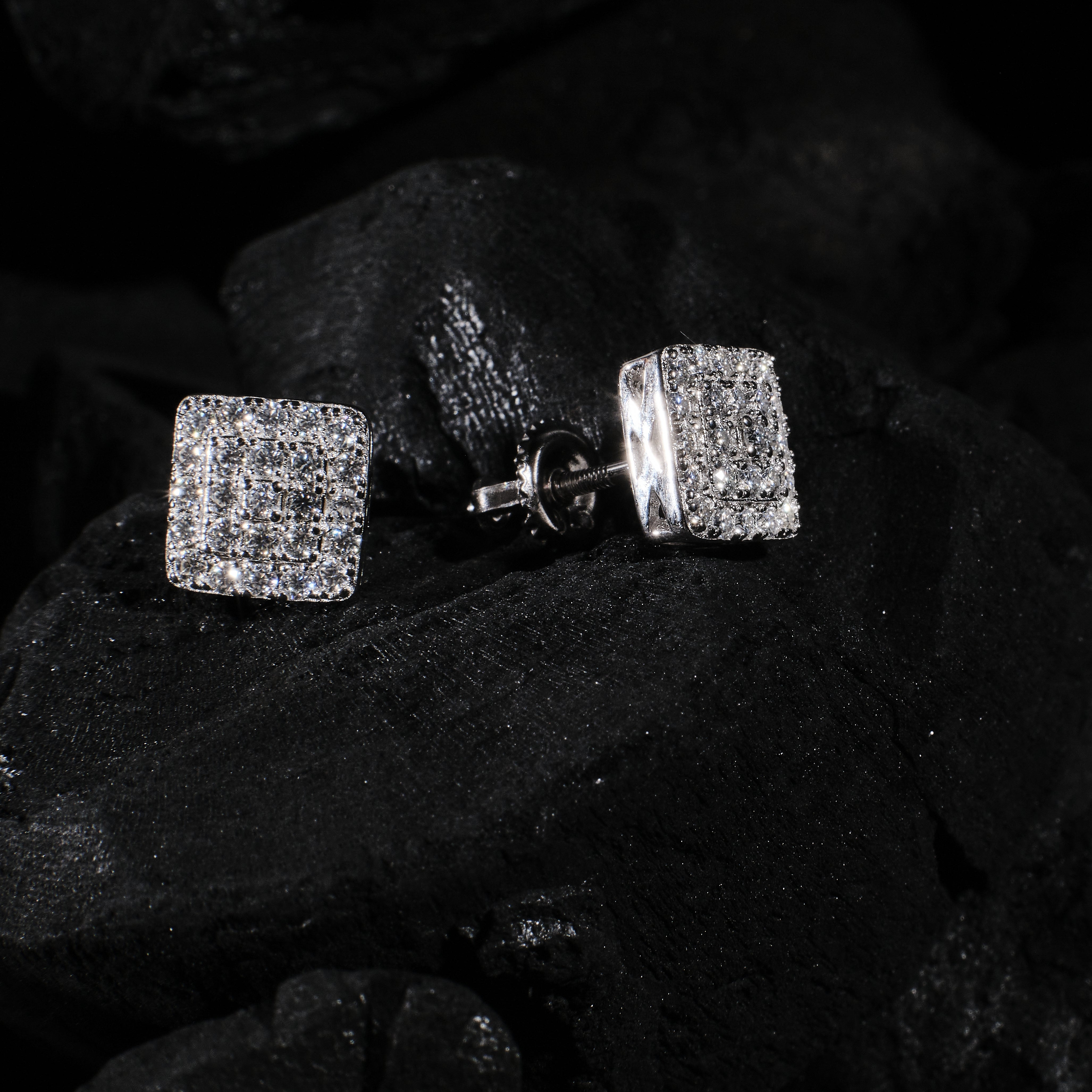 Square Moissanite Cluster Stud