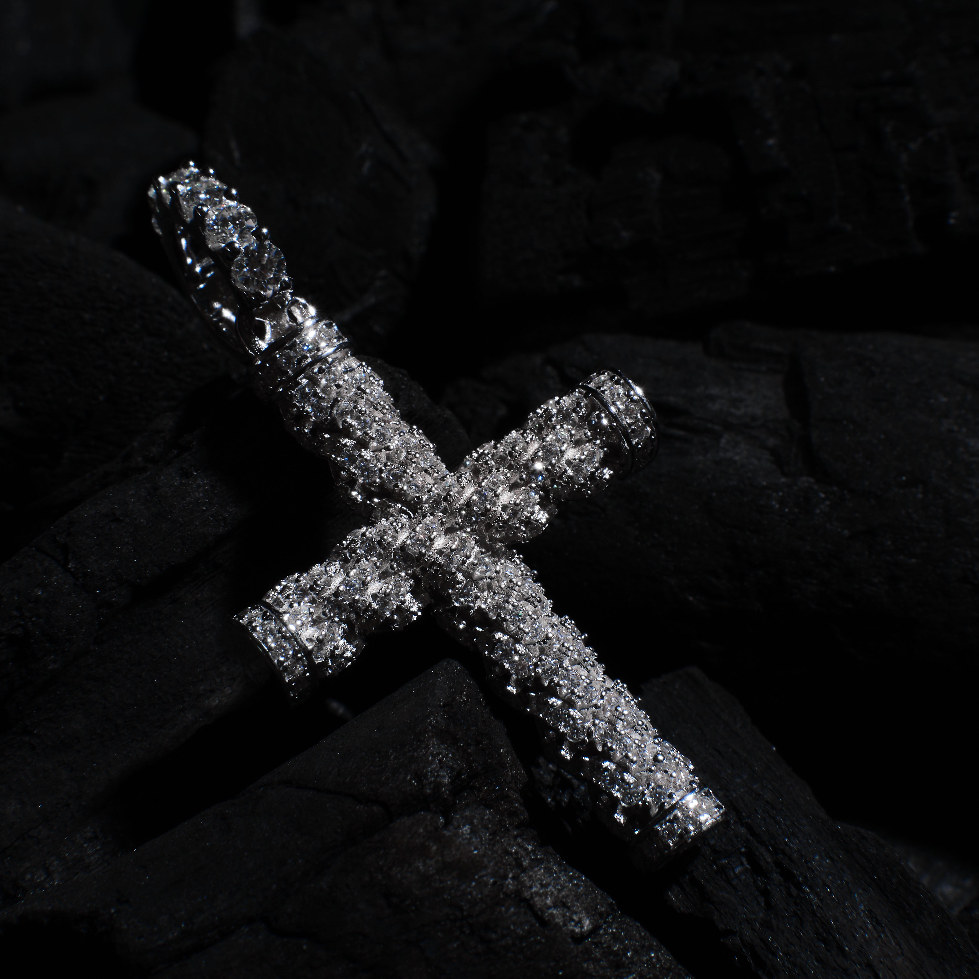 Iced Rope Cross Pendant