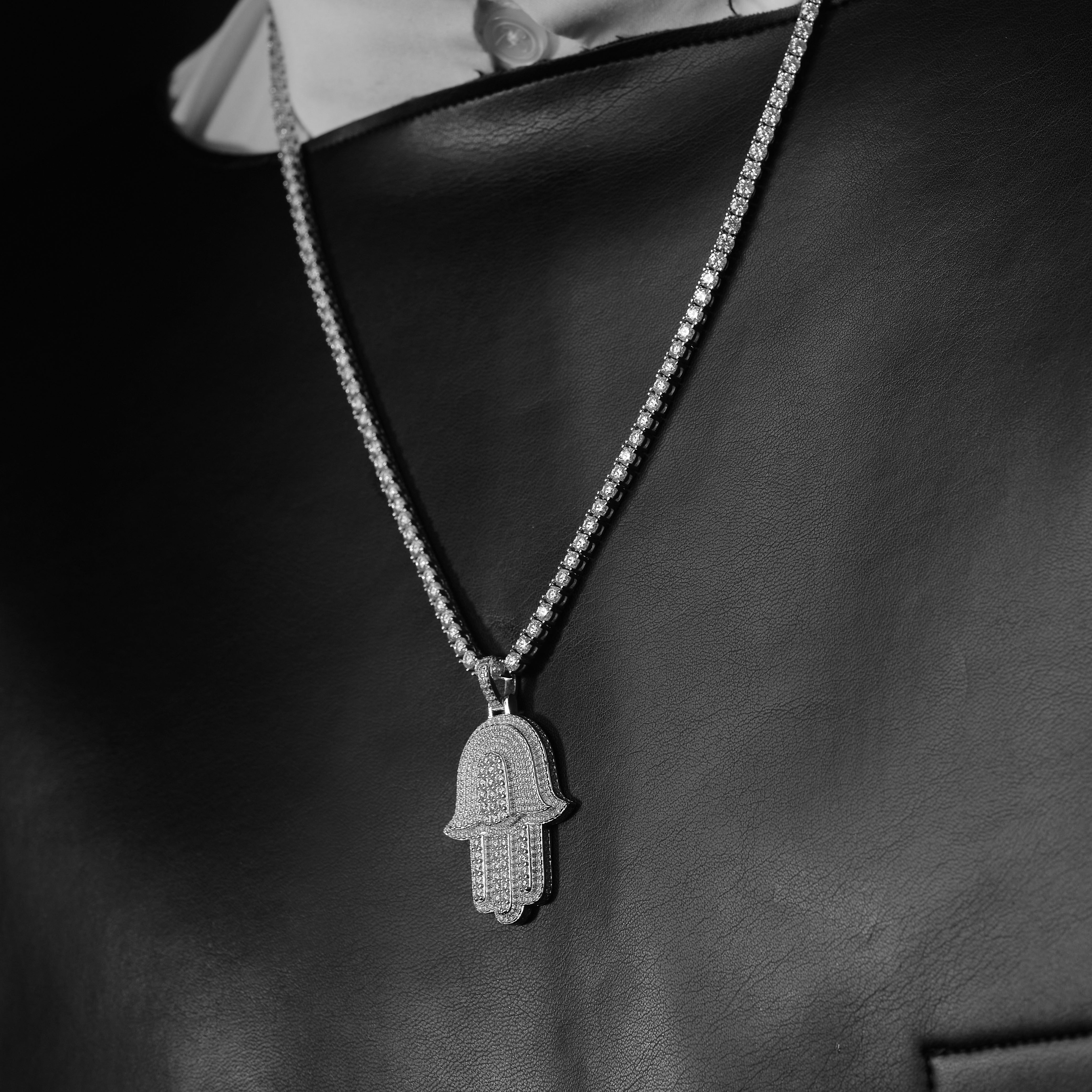 Iced Small Hamsa Pendant